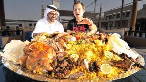 Dubai Food - RARE Camel Platter - WHOLE Camel w- Rice + Eggs - Traditional Emirati Cuisine in UAE!